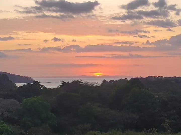 Sunset over the Pacific and the jungle on the ride back to Santa Catalina