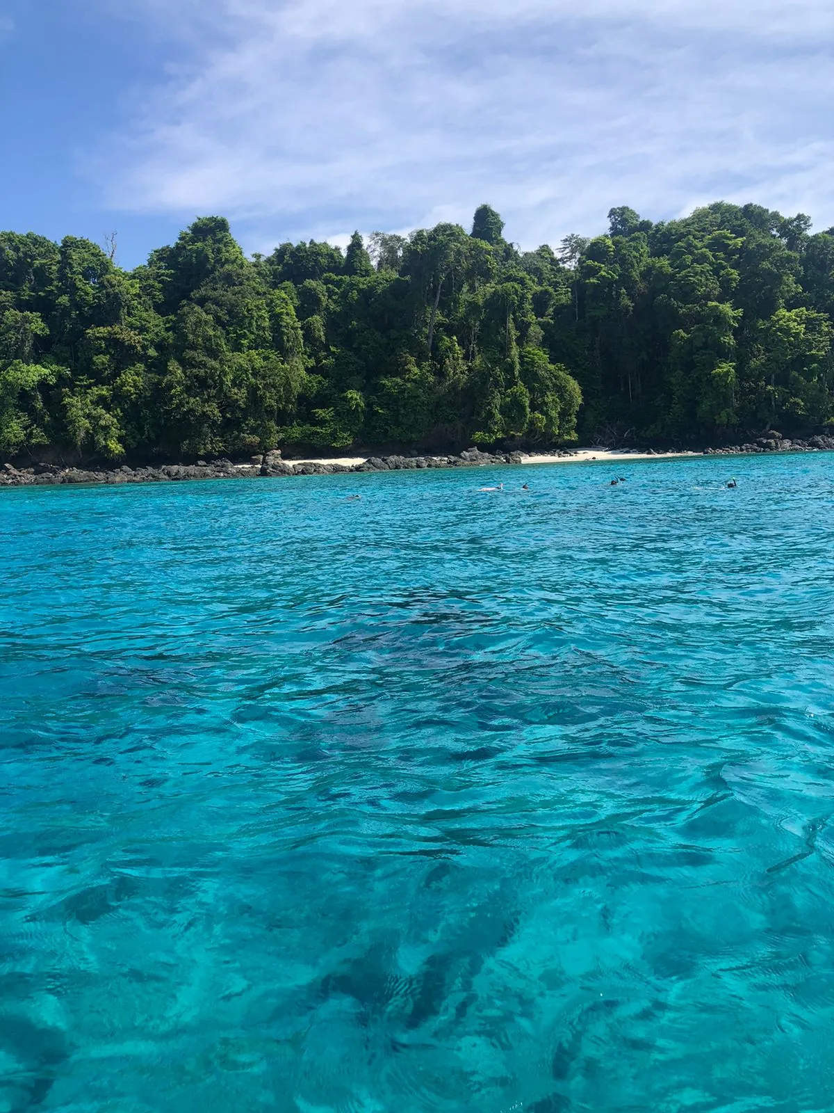 Turquoise water and white sand beach at Coiba Island, Panama